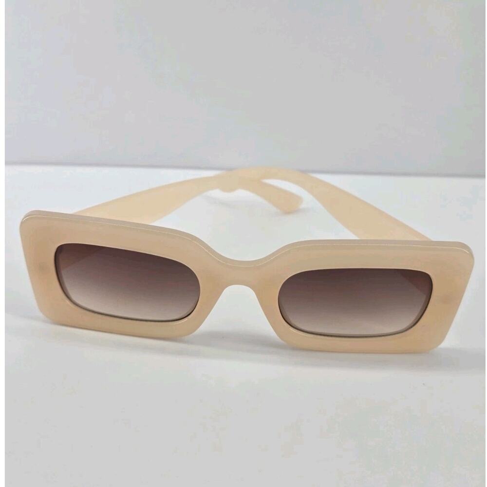 Sojos Mod Retro Rectangle Thick Frames Nude Beige Color Sunglasses UV400